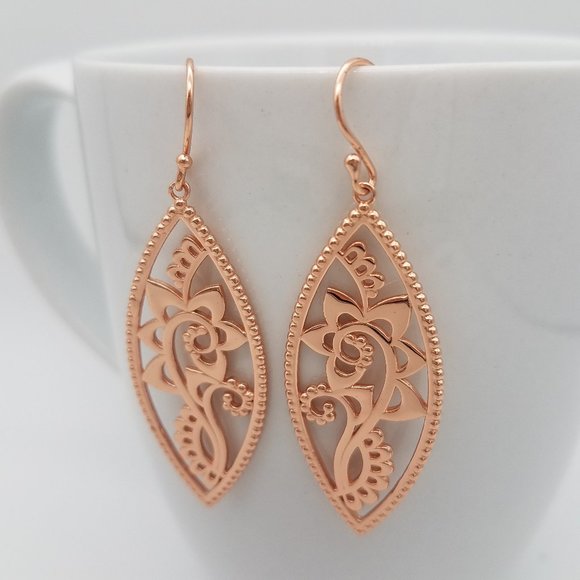 Rose Gold Plated Silver Earring (Fine Jewelry) - Picture 4 of 4